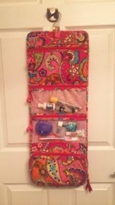 Toiletry bag open